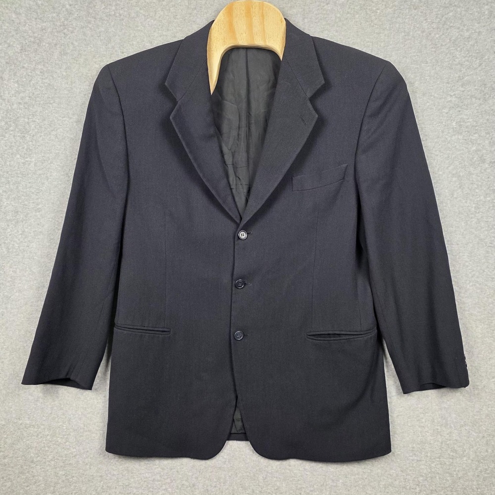 Emporio‎ Armani Blazer Jacket Mens 54 Black Three Button Suit Made In Italy
